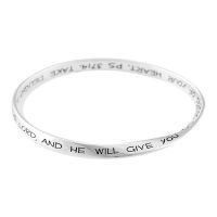 Bracelet-Silver Plated Psalm 37:4 Mobius Bangle