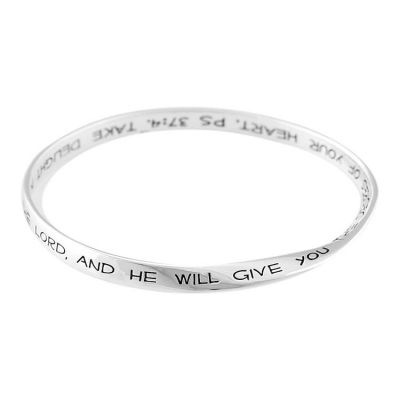 Bracelet-Silver Plated Psalm 37:4 Mobius Bangle - 603799004930 - 35-4696