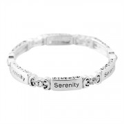Bracelet-Silver Plated Serenity Prayer Tiles Stretch