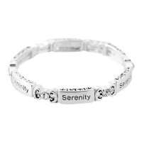Bracelet-Silver Plated Serenity Prayer Tiles Stretch
