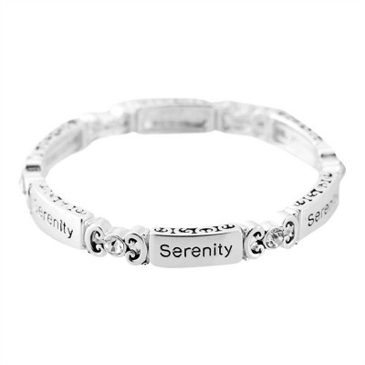 Bracelet-Silver Plated Serenity Prayer Tiles Stretch - 603799217729 - 30-7083T