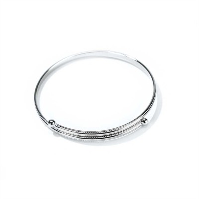 Bracelet Silver Plated Single Halo Beaded Edge - 714611142188 - 35-5150