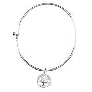Bracelet-Silver Plated Tree Of Life/Cross Bangle (Pack of 2)