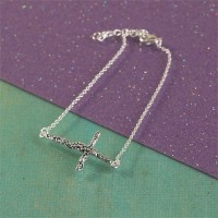 2pk -Bracelet Silver Plated Vine & Branches Cross 8.5 Inch (Pack of 2)