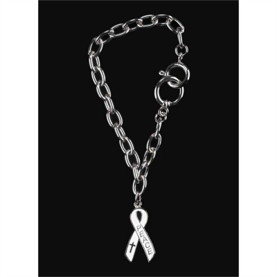 Bracelet Silver Plated White Peace Ribbon/Cross Pack of 4 - 714611103165 - 30-1513