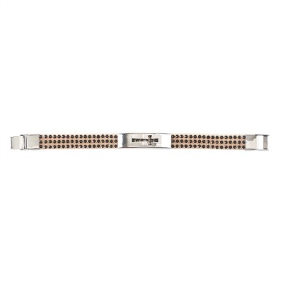 Bracelet-Stainless Steel Gold plated Jet Stone-7.5" (Pack of 2) - 714611185673 - 32-5836