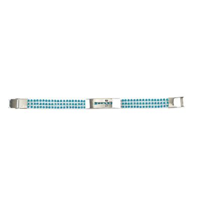 Bracelet-Stainless Steel Turquoise Stone-7.5" (Pack of 2) - 714611185611 - 32-5838