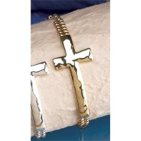 Bracelets Gold Plated Cross Double Bead Stretch Pack of 2