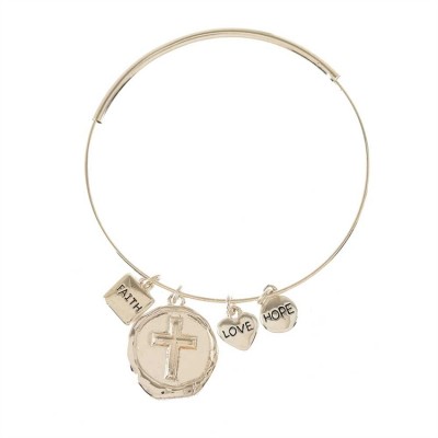 Bracelets Gold Plated Faith/Hope/Love/Cross Drops Bangle - 714611176633 - 30-6354T