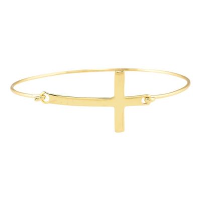 Bracelets Gold Plated Sideway Box Cross - 714611182917 - 73-3076P