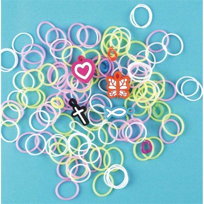 Bracelets Loop Silicone Glow Pink/White/Yellow Pack of 20 - 603799528450 - NLB-1