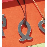 2pk -Bracelets Pewter Cutout Fish 7.5 Inch Brown (Pack of 2)