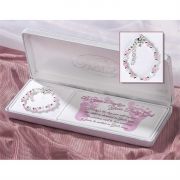 Bracelets Sterling Baby White/Pink Cross Sterling w/Cubic Zirconia