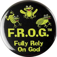 Button Metal F R O G Fully Rely On God Black Pack of 4