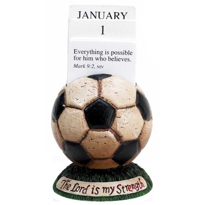 Calendar Holder Resin Soccer Ball Lord Is My Strength Pack of 2 - 603799379199 - CALR-5