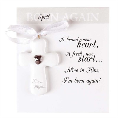 Christmas Ornament Resin Cross April Birthstone (Pack of 2) - 603799591997 - ORNR-703 Christmas Ornament Resin Cross April Birthstone (Pack of 2) - 603799591997 - ORNR-703