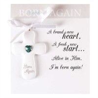 2pk -Christmas Ornament Resin Cross March Birthstone (Pack of 2) 2pk -Christmas Ornament Resin Cross March Birthstone (Pack of 2)