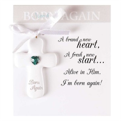 Christmas Ornament Resin Cross March Birthstone (Pack of 2) - 603799591980 - ORNR-702