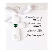 2pk -Christmas Ornament Resin Cross May Birthstone (Pack of 2) 2pk -Christmas Ornament Resin Cross May Birthstone (Pack of 2)