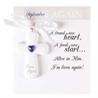 2pk -Christmas Ornament Resin Cross September Birthstone (Pack of 2) 2pk -Christmas Ornament Resin Cross September Birthstone (Pack of 2)
