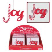 Christmas Ornament Resin Joy Candy Cane (Pack of 12)