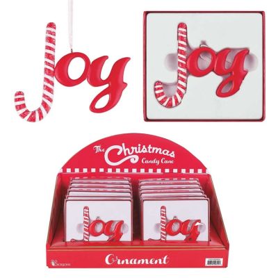Christmas Ornament Resin Joy Candy Cane (Pack of 12) - 603799093453 - CHO-8039DA