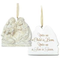 Christmas Ornament Resin White 3 Inch Holy Family Pack of 6