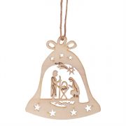 Christmas Ornament Wood Bell, Holy Family (Pack of 12)