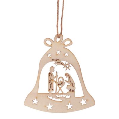 Christmas Ornament Wood Bell, Holy Family (Pack of 12) - 603799211154 - CHO-2189