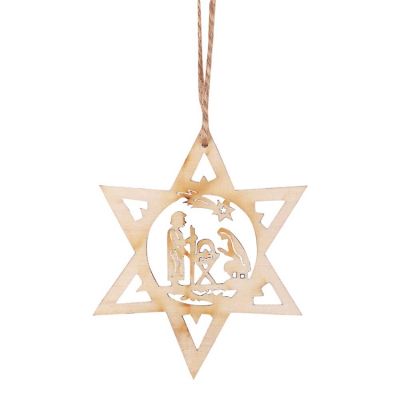 Christmas Ornament Wood Star W/holy Family (Pack of 12) - 603799211079 - CHO-2181