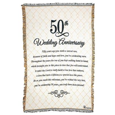 Cotton Throw Rug-48x68in. 50th Wedding Anniversary - 603799582964 - FAB-960
