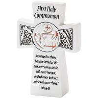 Cross Tabletop Resin 5in Holy Communion Pack of 2
