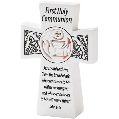Cross Tabletop Resin 5in Holy Communion Pack of 2 - 603799514231 - CRTTR-10