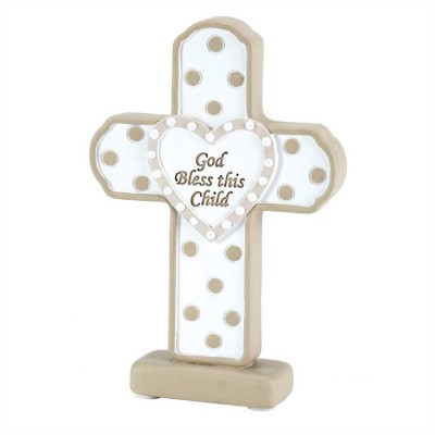 Cross Tabletop Resin 6in Figurine God Bless (Pack of 3) - 603799007603 - CRTTR-102
