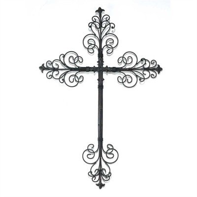 Cross Wall Metal Filigree 23.75" Height Metal - Mahogany - 603799582155 - MWC-344