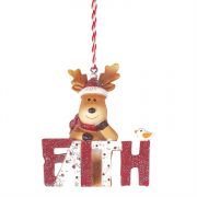 Faith Candy Stripe Moose Christmas Ornament (Pack of 6)