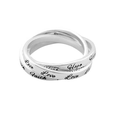 Faith, Hope, Love, Ring Silver Plated - Size 7 Triple Bands 2pk - 714611186359 - 35-6247