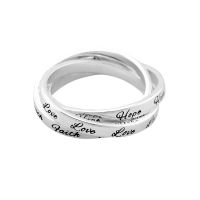 Faith, Hope, Love, Ring Silver Plated Triple Bands (Pack of 2)