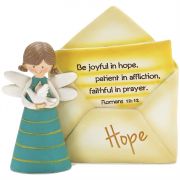 Figurine Resin Angel Hope Envelope Romans 12:12, 3pk