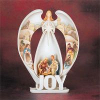 Figurine Resin Joy Angel/Holy Family Pack of 2