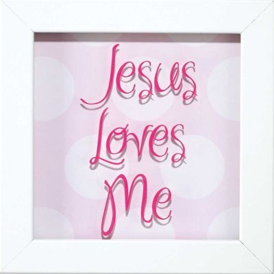 Framed Wall Art Jesus Loves Me Girl 8x8in. - 603799582322 - 62W-88-409