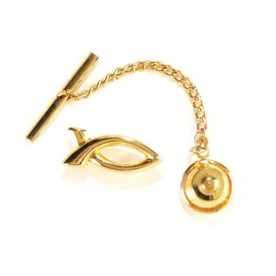 Gold Plated Open Fish Necktie Tac - 714611031116 - 61-3412