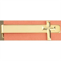 Gold Plated/Pyramid Cross Necktie Bar