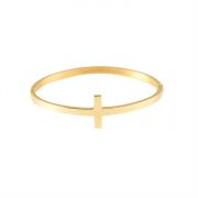 Gold plated Stainless Sideways Cross Hinged Bracelet