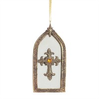 6pk -Gold Resin/Mirrored Cross Ornament Pack of 6 6pk -Gold Resin/Mirrored Cross Ornament Pack of 6