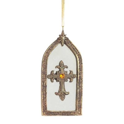 Gold Resin/Mirrored Cross Ornament Pack of 6 - 603799563970 - CHO-423