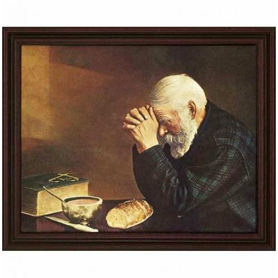 Grace Old Man Praying 20 x16in. Jack Garren Cherry Framed Art - 603799148610 - 29-1620-126