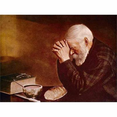 Grace Old Man Praying Mounted Print - 603799120043 - 1013-126