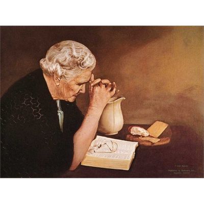 Gratitude Old Woman Praying 10x7 inches Mounted Print - 603799121507 - 7510-125