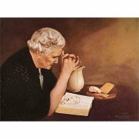 Gratitude Woman Praying Rosary Wall Mounted Print